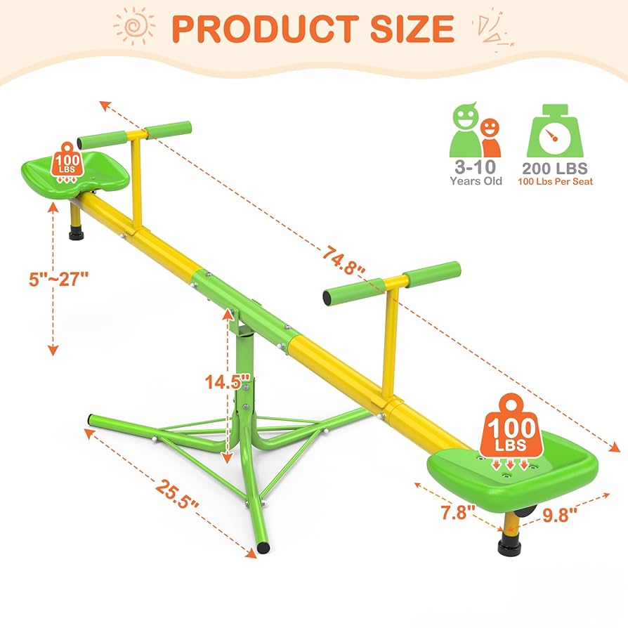 threeA (3AGO デッドイージーコープ・セット) Amazon.com: Amictoy Teeter Totter for Kids, Sit and Spin